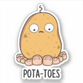 Pottoes Funny Potato with Toes Pun Aufkleber (Vorderseite)