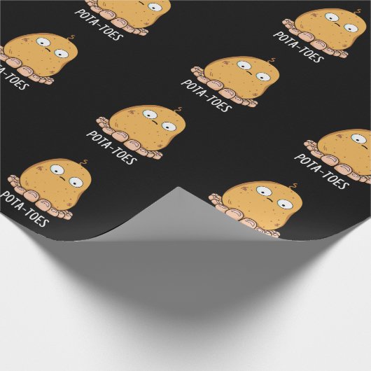 Pottoes Funny Potato with Toes Pun Dark BG Geschenkpapier (Ecke)