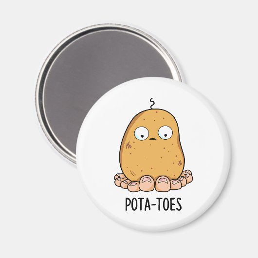 Pottoes Funny Potato with Toes Pun Magnet (Vorderseite/Rückseite)