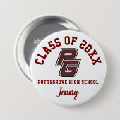Pottsgrove-Logo für High School-Schaltflächen Eige Button (Vorne & Hinten)