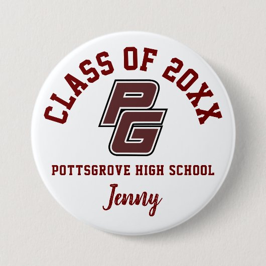 Pottsgrove-Logo für High School-Schaltflächen Eige Button (Vorderseite)