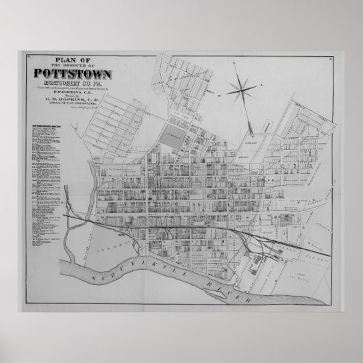 Pottstown Stadtplan PA Pennsylvania 1871 Poster (Vorne)