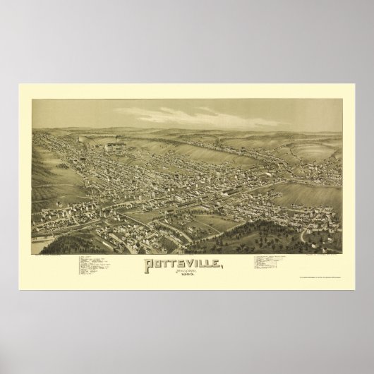 Pottsville, PA Panorama Karte - 1889 Poster (Vorne)