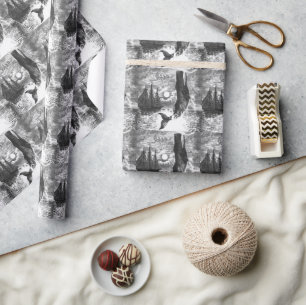 Pottwal durchbricht die Wasseroberfläche, Vintage  Geschenkpapier