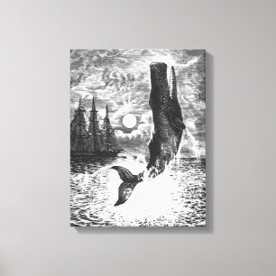 Pottwal durchbricht die Wasseroberfläche, Vintage  Leinwanddruck