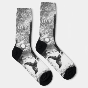 Pottwal durchbricht die Wasseroberfläche, Vintage Socken