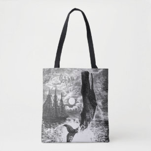 Pottwal durchbricht die Wasseroberfläche, Vintage Tasche