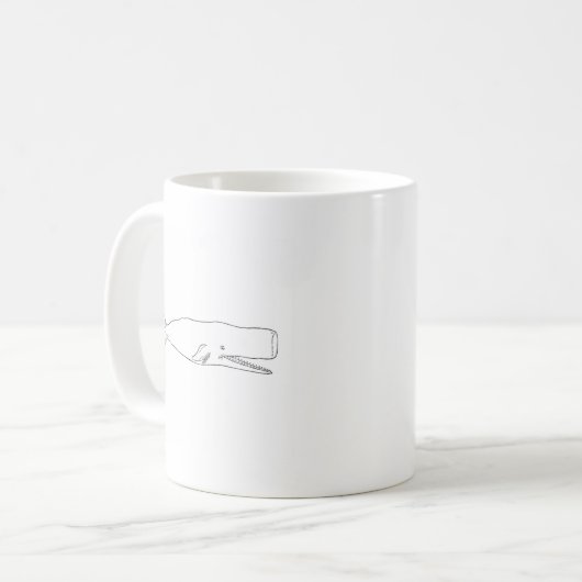 Pottwal-Illustration (Linie Kunst) Kaffeetasse (Vorderseite Links)