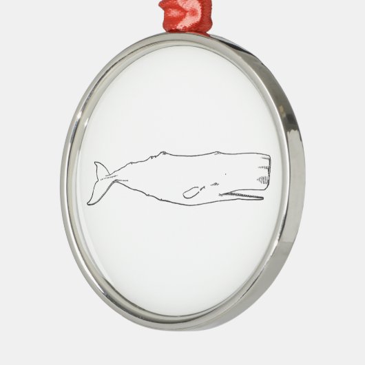 Pottwal (Linie Kunst) Silbernes Ornament (Links)