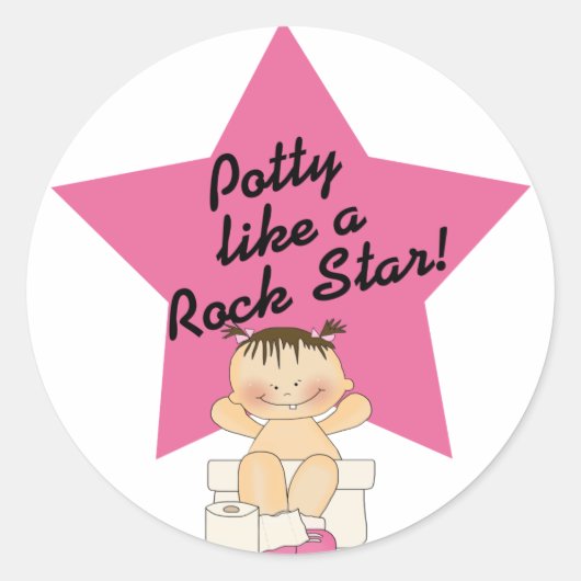 Potty like a Rock Star Girl Runder Aufkleber (Vorderseite)