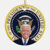 potus jodbiden Präsidentenpalme Weihnachtsbaum Sie Keramik Ornament (Vorne)