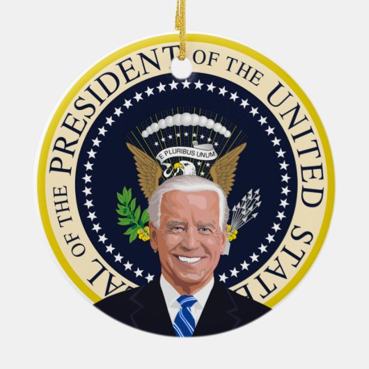 potus jodbiden Präsidentenpalme Weihnachtsbaum Sie Keramik Ornament (Hinten)