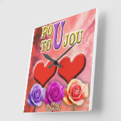 Pou Toujou Quadratische Wanduhr (Winkel)