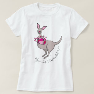 Pouch von rosa Herzen grau Känguru Grafik T - Shir T-Shirt