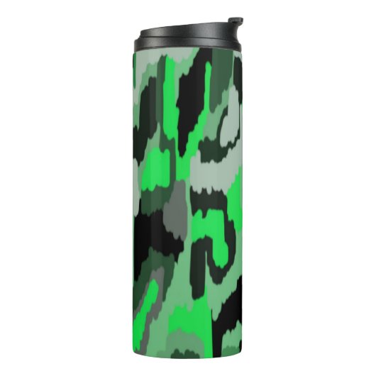 Pouf für Abstrakte Kunst in Grün und Schwarz Thermosbecher (Nach links gedreht)