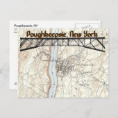 Poughkeepsie, New York Historic Map Postcard Postkarte (Vorne/Hinten)