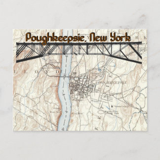 Poughkeepsie, New York Historic Map Postcard Postkarte