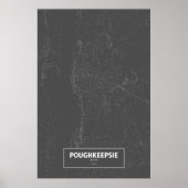 Poughkeepsie, New York (weiß auf schwarz) Poster (Vorne)