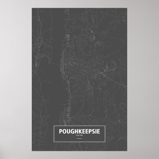 Poughkeepsie, New York (weiß auf schwarz) Poster (Vorne)