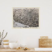 Poughkeepsie, NY Panoramic Map - 1874 Poster (Küche)