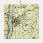 Poughkeepsie NY Vintag Map Keramikornament (Vorderseite)
