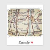 Poughkeepsie Vintag Map Aufkleber (Blatt)