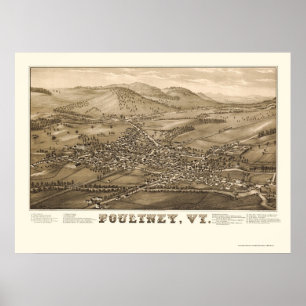 Poultney, panoramische Karte VT - 1886 Poster