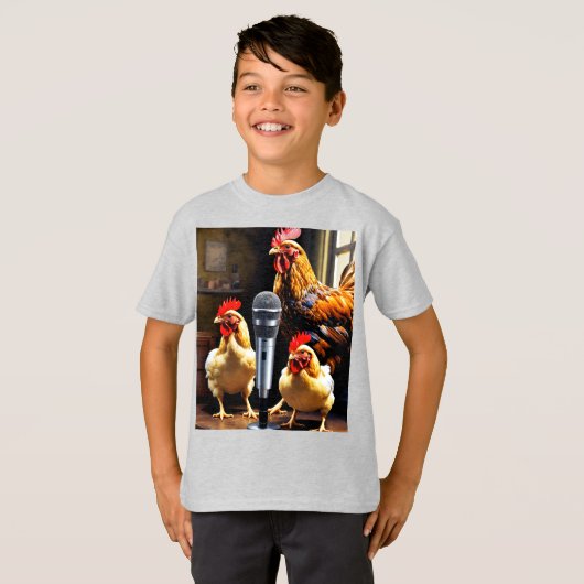 Poultry in Session – Chickens with Mic & Recorder T-Shirt (Vorne ganz)