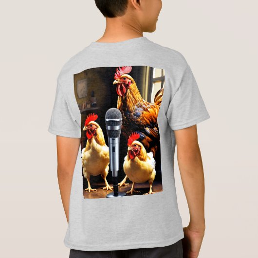 Poultry in Session – Chickens with Mic & Recorder T-Shirt (Rückseite)