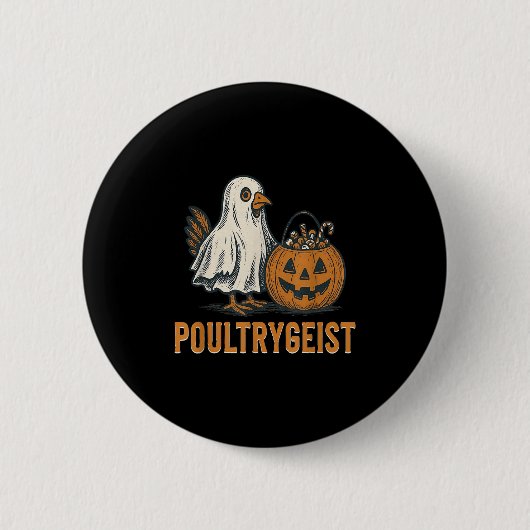 Poultrygeist Chicken Ghost Pumpkin Kostüm Hallowe Button (Vorderseite)