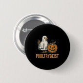 Poultrygeist Chicken Ghost Pumpkin Kostüm Hallowe Button (Vorne & Hinten)