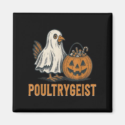 Poultrygeist Chicken Ghost Pumpkin Kostüm Hallowe Magnet (Vorne)