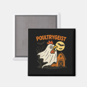 Poultrygeist Funny Chicken Ghost Halloween Pun Des Magnet (Vorderseite/Rückseite)