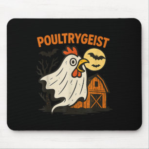Poultrygeist Funny Chicken Ghost Halloween Pun Des Mousepad