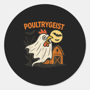 Poultrygeist Funny Chicken Ghost Halloween Pun Des Runder Aufkleber