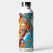 Pour-Malerei Stil Braun und Blau Fluid Art Trinkflasche (links)