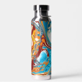 Pour-Malerei Stil Braun und Blau Fluid Art Trinkflasche (Links)
