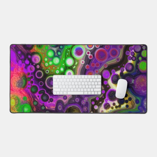 Pour Pour Art Fluid Art Lila, grün, schwarz Schreibtischunterlage (Tastatur & Maus)