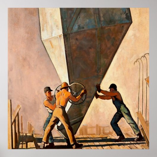 "Pouring Cement Boulder Dam" von Maynard Dixon Poster (Vorne)