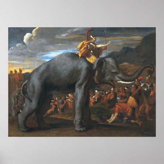 Poussin - Hannibal überquert die Alpen auf Elefant Poster (Vorne)