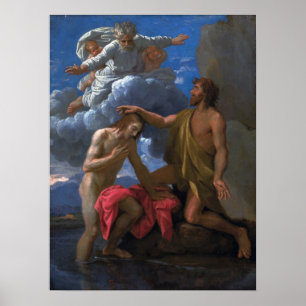 Poussin - Johannes tauft Christus Poster