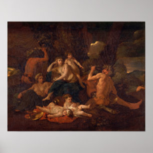 Poussin - Kindheit des Bacchus Poster