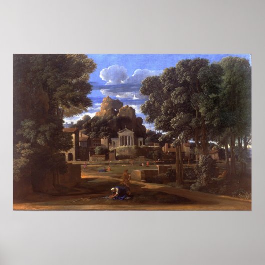 Poussin - Landschaft mit den Aschen des Fotos Poster (Vorne)