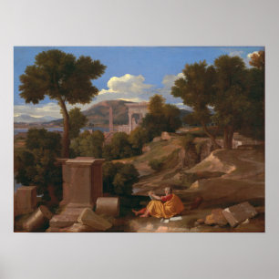 Poussin - Landschaft mit Saint John Poster