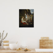 Poussin - Nymph und Satyr trinken Poster (Küche)