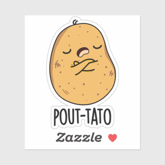 Pout-tato Funny Potato Pun Aufkleber (Blatt)