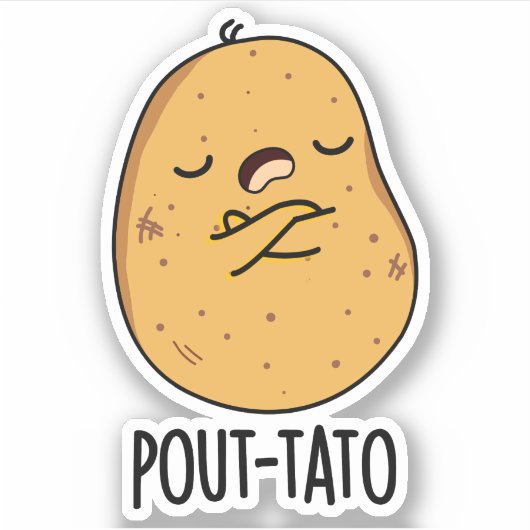 Pout-tato Funny Potato Pun Aufkleber (Vorderseite)