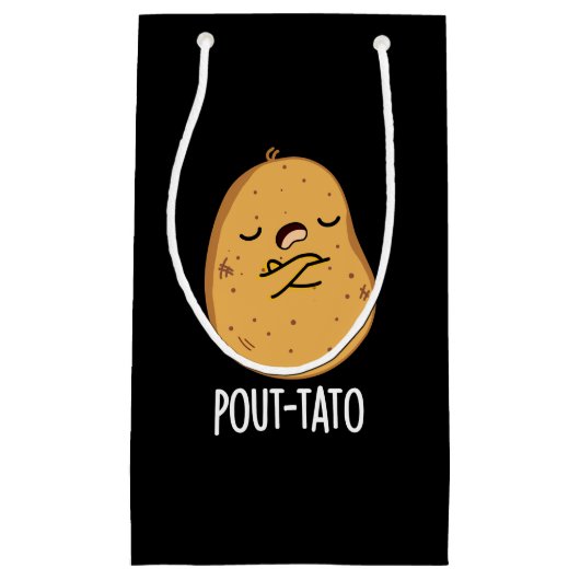 Pout-tato Funny Potato Pun Dark BG Kleine Geschenktüte (Vorderseite)