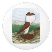 Pouter-Tauben-Rot Hana Keramikknauf (Vorderseite)