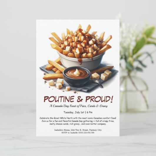 Poutine & Proud - Canada Day Food Party Einladung (Stehend Vorderseite)